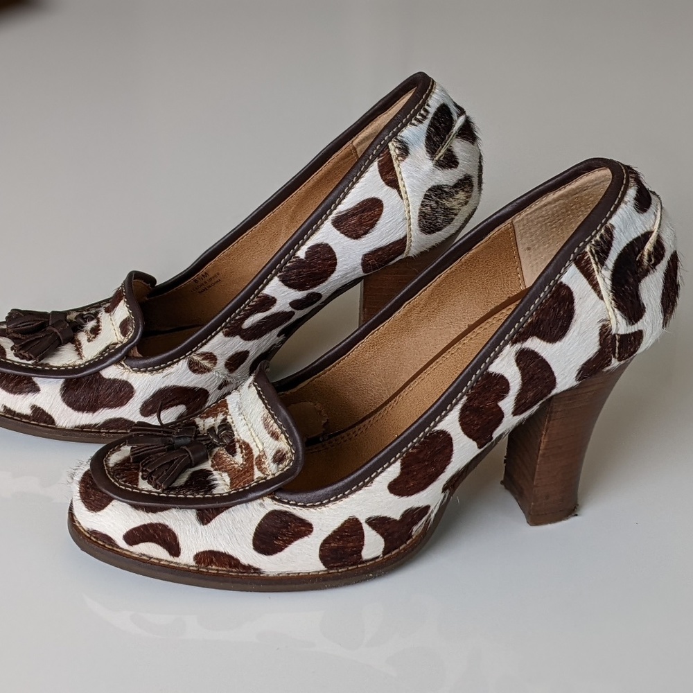 Sam Edelman Leather & Pony Hair 3 1/2-in Heel Loafers sz 8.5